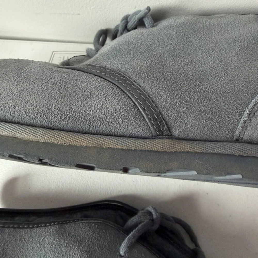 UGG Blue/Gray Suede Lace Up Neumel Chukka Boots Sheepskin Sherpa Lined Mens Sz15